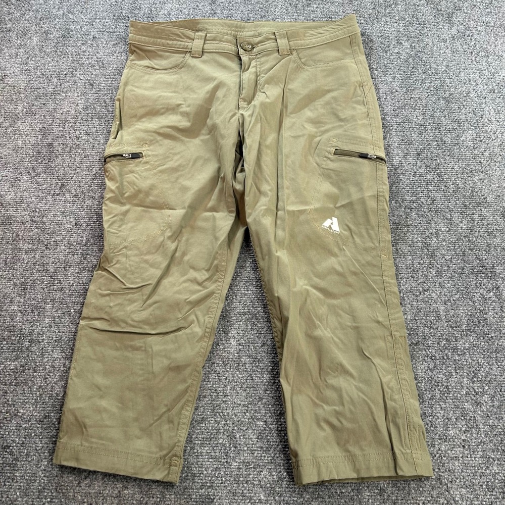 Eddie Bauer First Ascent Hiking Pants Womens 6 Olive Green Cargo Stretch Outdoor